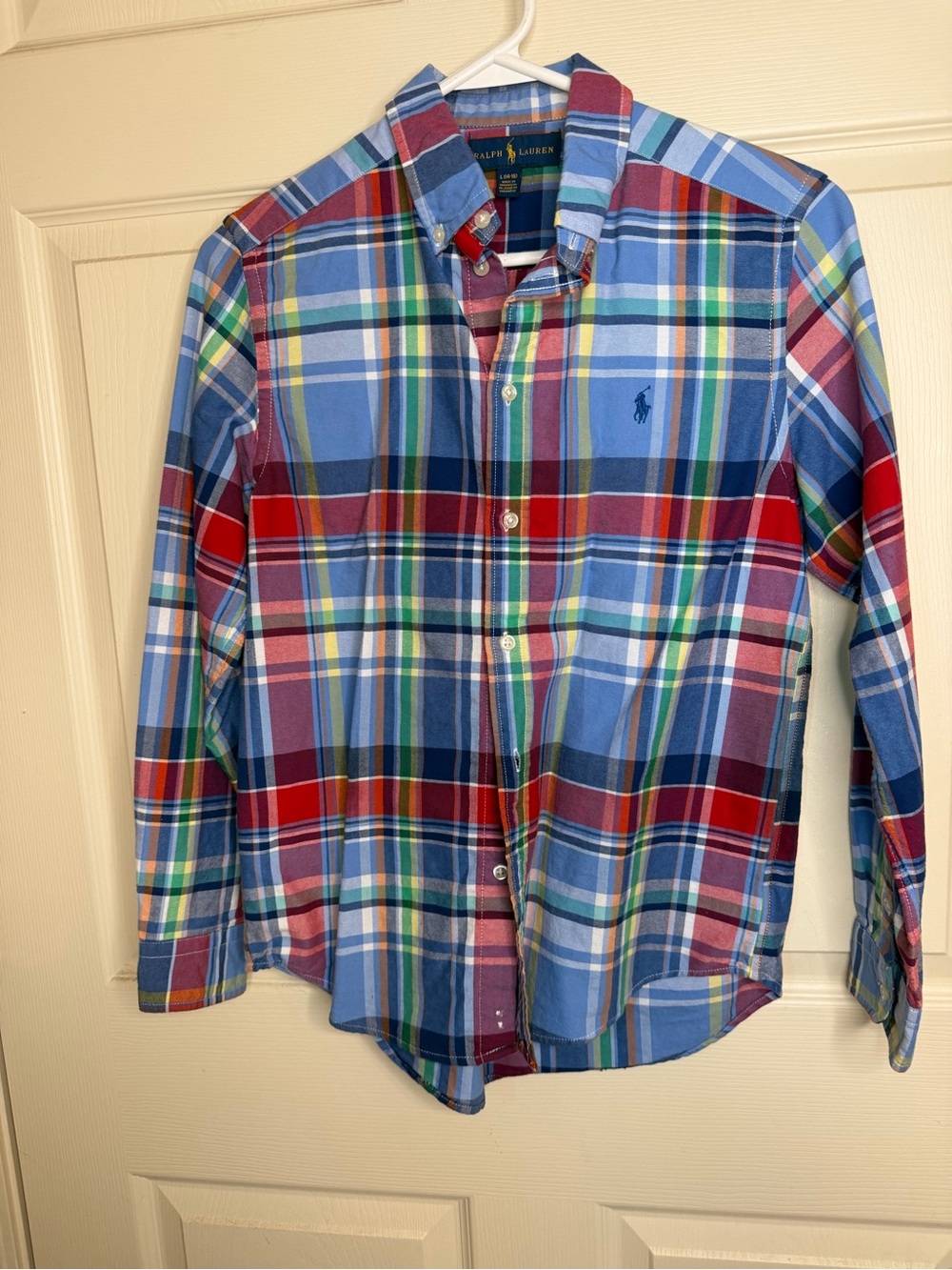 Ralph Lauren Multi-Color Plaid Button-Down Shirt — Blue & Red Accents